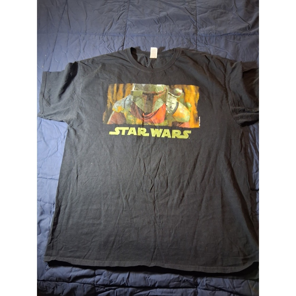 Star Wars Men‎ T-Shirt XL Black Boba Fett Graphic Print Short Sleeve Crew Neck